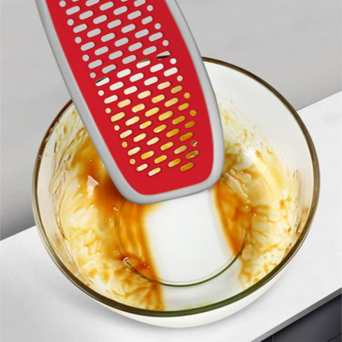 EZ Kitchen Dish Squeegee Kitchen with Silicone Food Strainer Long Grips Non-Slip Scrapers for Pots, Pans, Bowls, and Countertops, 2-Pack, Red...