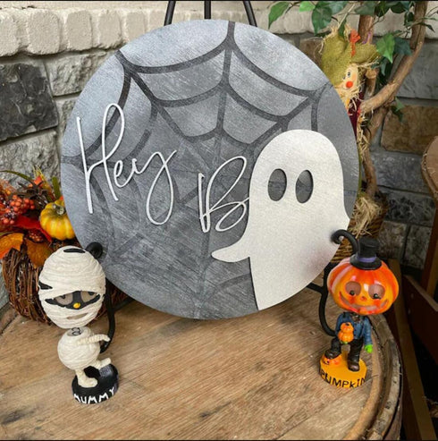 Halloween Stencils for Painting 12inch Large Reusable Halloween Stencil for Door Hanger Round Happy Halloween Ghost Templates for Wood Walls Windo...