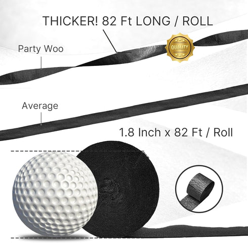 PartyWoo Crepe Paper Streamers 6 Rolls 492ft, Pack of Black Crepe Paper Party Streamers Decorations, Crepe Paper for Birthday Decorations, Party D...
