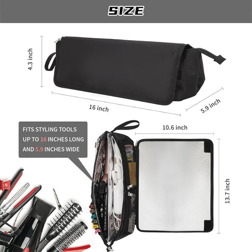 Ethereal 2-in-1 Hair Tools Travel Bag and Tinfoil Heat Resistant Mat for Flat Irons, Straighteners, Curling Iron, and Haircare Accessories, Hot Ha...