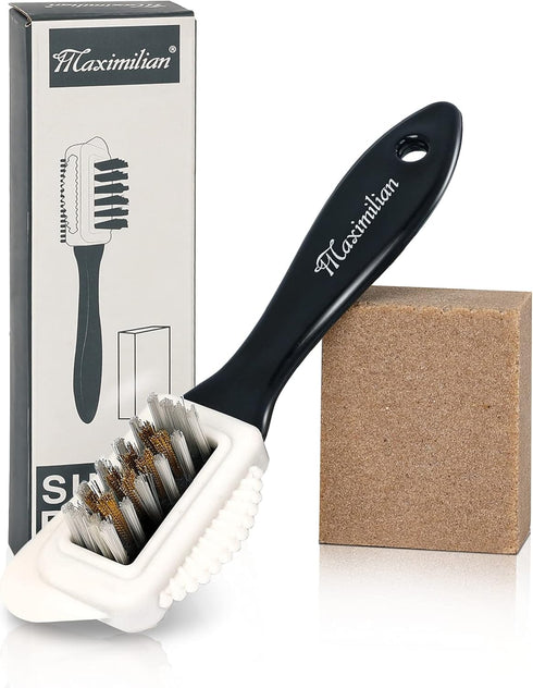 MAXIMILIAN Shoe Cleaner Kit. Brush with Extra 2 Erasers for Shoes & Boots. Horse Hair Shoe Brushes for Polishing, Cleaning & Buffing Leather Shoes...