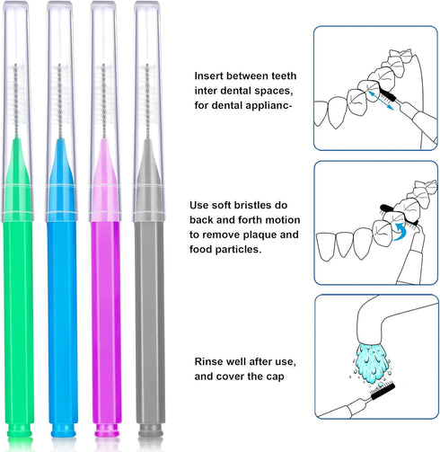 100 Pieces Braces Brush for Cleaner Interdental Brush Toothpick Dental Tooth Flossing Head Oral Dental Hygiene Flosser Toothpick Cleaners Tooth Cl...