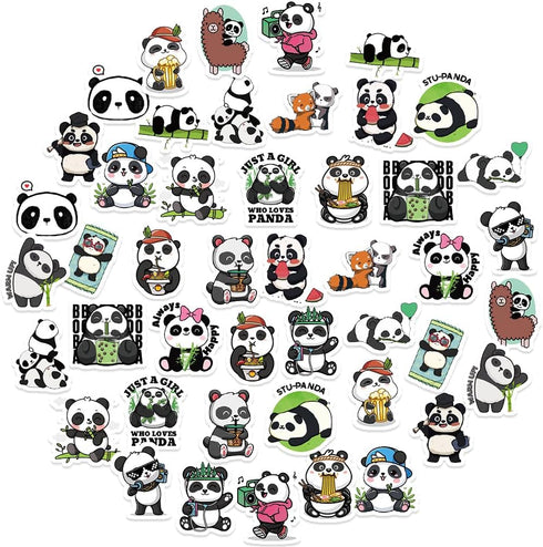 Cute Panda Stickers, Obujopal 46PCS Laptop Stickers for Kids, Water Bottle, Scrapbooking, Junk Journal, Bullet Journal, DIY Decoration, Planners, ...