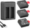 Action Camera Battery Pack, 1350mAh Rechargeable Battery(3-Pack) with USB Dual Charger for Sports Camera, Compatible with AKASO EK7000/CAMPARK/CRO...