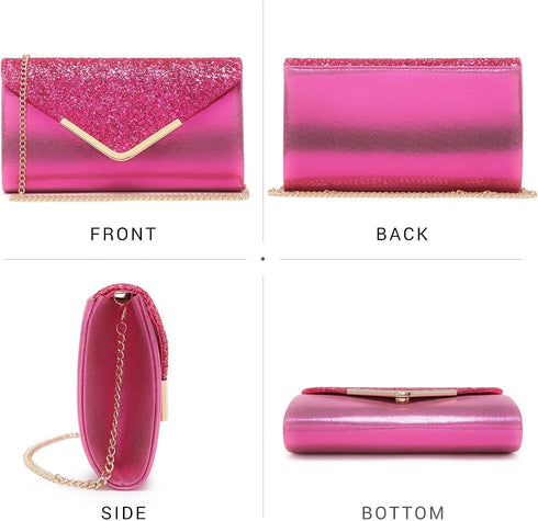 Dasein Women Evening Bags Formal Clutch Purses for Wedding Party Prom Handbags with Shoulder Strap and Glitter Flap...