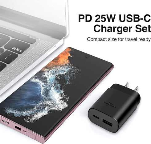 USB C Fast Charger, 25W Samsung Charger Fast Charging, Dual Port C Charger with 6FT Cable for Samsung Galaxy S23,S22, S22 Plus, S20/S21 Ultra Plus...