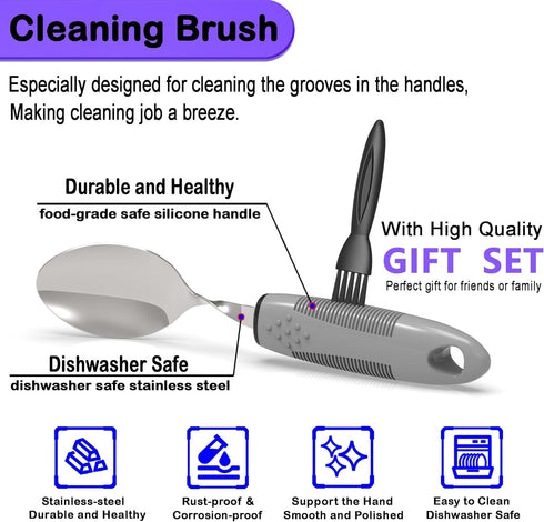 Weighted Parkinsons Utensils for Hand Tremors, Weighted Silverware for Parkinsons Patients Arthritic Hands, Built Up Utensils for Adults, Adaptive...