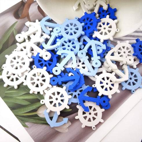 Honbay 50PCS 25mm 1 Inch Anchor and Helm Wood Buttons Decorative Buttons...