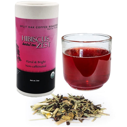 Organic Loose Leaf Tea Hibiscus Herbal Tea Zest. Organic Hibiscus Flowers, Lemongrass, Green Rooibos, Licorice Root, Orange Peel and Lemon Essenti...