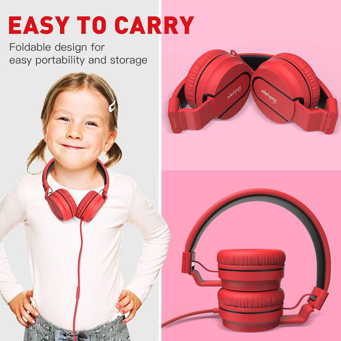 rockpapa 950 Wired Headphones for Kids Girls Boys for School Classroom with Microphone, On-Ear Foldable Corded Headphones with Jack 3.5mm for Lapt...