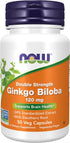 NOW Supplements, Ginkgo Biloba 120 mg, Double Strength, Non-GMO Project Verified, 50 Veg Capsules...