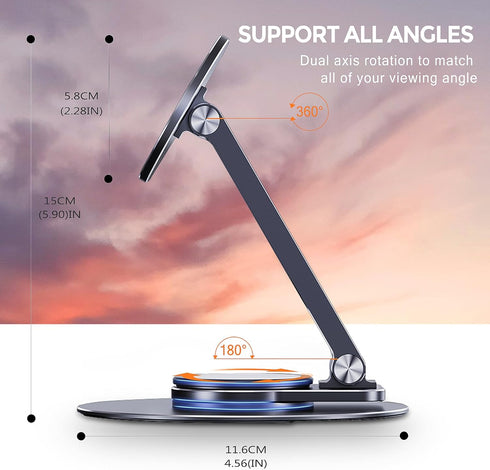 CreaDream Magnetic Phone Stand for Desk, Aluminum MagSafe iPhone Stand Foldable Adjustable, Cell Phone Stand Holder Compatible with iPhone 15 14 1...