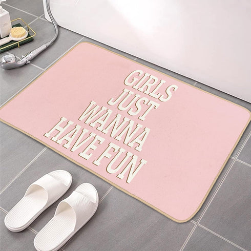 Pink Welcome Mat Bath Mats Gifts for Teen Girls, Front Door Mat for Home Kitchen Bathroom, Indoor Entrance Doormats, Girls Just Wanna Have Fun 30 ...