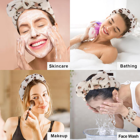 Canitor Spa Headband Wrist Bands Set with Hair Clips Skincare Headband for Washing Face Non Slip Puffy Terry Cloth Makeup Headband Cute Women Teen...
