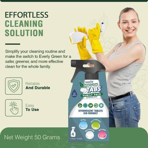 All Purpose Cleaner Tablets – Family Pack – Natural Kitchen Cleaner – Glass, Bathroom & Water Stain Remover – Eco-Friendly – Bathtub Cleaner – Cle...
