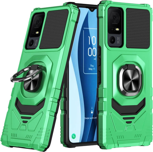 Customerfirst for TCL 40-XE 5G Phone Case, with Tempered Glass Screen Protector, Ring Kickstand for Magnetic Car Mount, Military Grade, Heavy Duty...