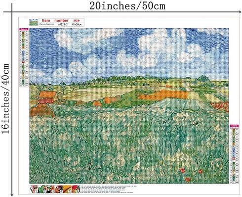 NIHO-JIUMA Diamond Painting kits Van Gogh The Plains of Orvison,5D Diamond Art Kits Round Full drill Canvas Painting Gift for Adult,Home Decor(40X...