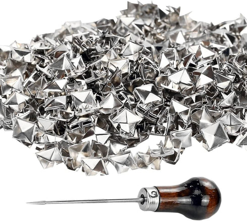 TUZAZO 500 Pieces 10 mm Square Pyramid Studs for Clothing Bag Leather Shoes Punk Rock Jewelry Craft, 4 Prong Metal Nailhead Studs Spikes Accessori...