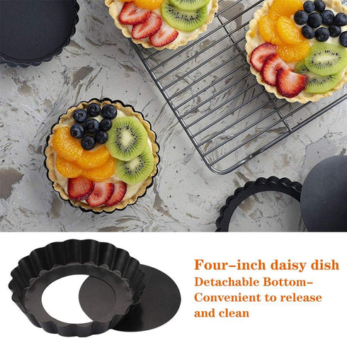 Mini Tart Pan Set of 6, Non-Stick 4 Inch Quiche Pan, Removable Bottom Tart Pan for Pies, Quiche Bakeware, Cheese Cakes, Desserts and more...