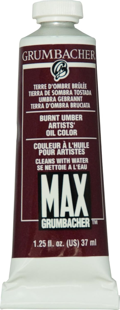 Grumbacher Max Water Miscible Oil Paint, 37ml/1.25 oz, Burnt Umber...