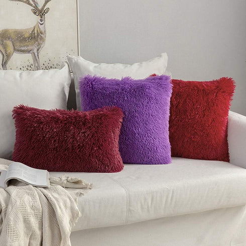 MIULEE Pack of 2 Luxury Faux Fur Throw Pillow Cover Deluxe Winter Decorative Plush Pillow Case Cushion Cover Shell for Sofa Bedroom Car 18 x 18 In...