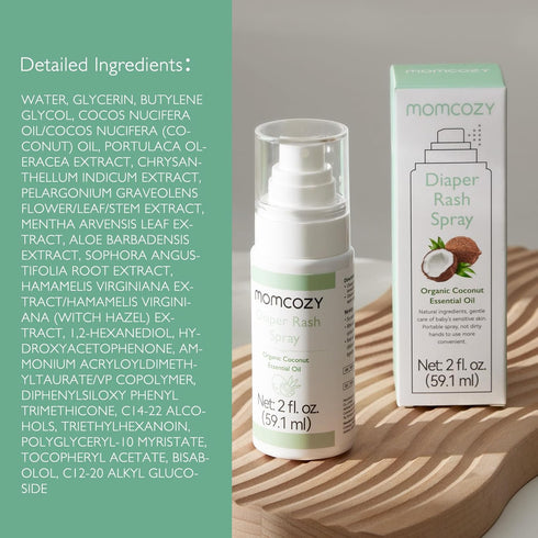 Momcozy Baby Diaper Rash Cream Spray, Single Hand Diaper Spray Daily Use for Skin Care, Natural Ingredients Coconut Diaper Cream, Fragrances Free ...