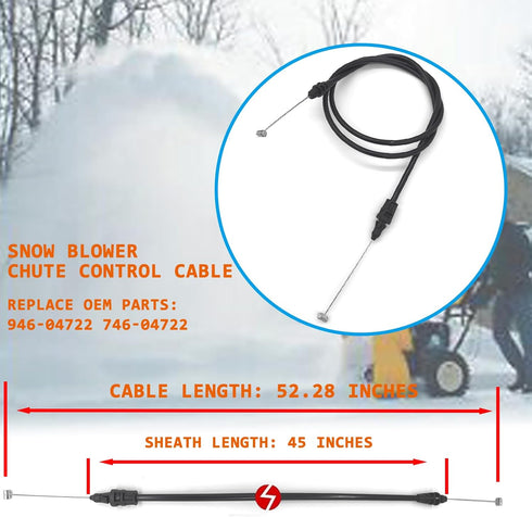 946-04722 2-Way Chute Control Cable fits Cub Cadet 1x 21 LHP, 1X, 221LHP, 221 Snow Throwers for MTD Craftsman Snow Blowers Replaces 746-04722...