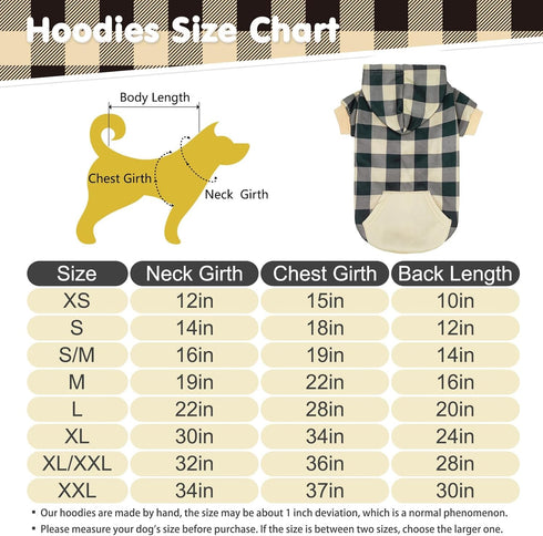 KOOLTAIL Plaid Dog Hoodie Pet Clothes Sweater with Hat and Pocket for Small Medium Large Size Dogs, Soft Winter Warm Dog Cold Weather Coat, Fleece...