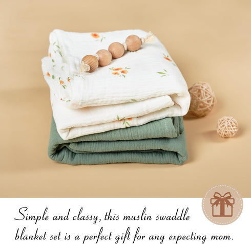 Meracorallo Muslin Swaddle Blanket, 100% Organic Cotton Receiving Blanket Soft and Breathable Swaddle Wrap for Baby Boys and Girls (Roman Green)...