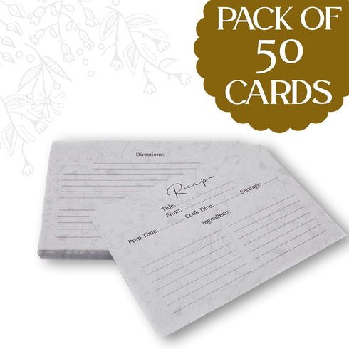 Blank Recipe Cards Double Sided 4x6 - Set of 50 thick Black and White Florals Farm Recipe Cards 4x6- Recipe Cards for Bridal Shower and Mother's D...