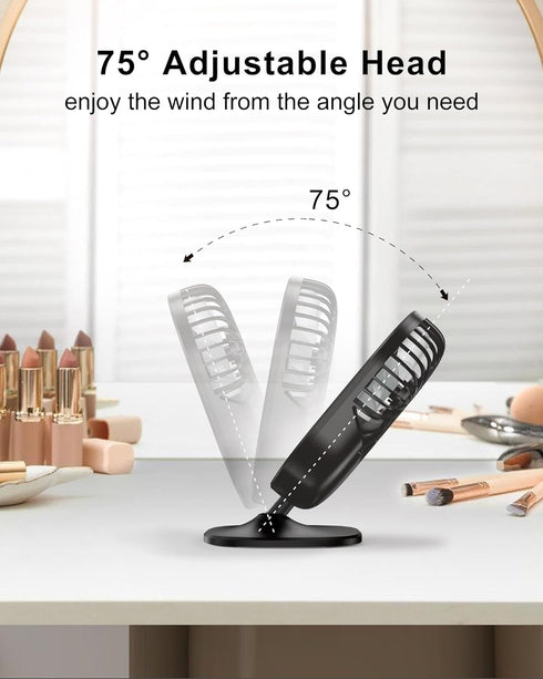 Desk Fan, Small & Quiet, USB Powered Table Fan, Rechargeable Battery Operated Fan, 3 Wind Speeds Powerful Mini Fan, Personal Portable Fan for Offi...