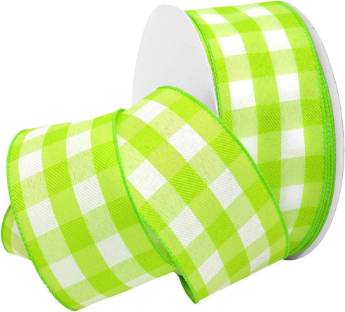 Morex Ribbon Gingham Style 1/2 inch by 50 Yards, Lime...