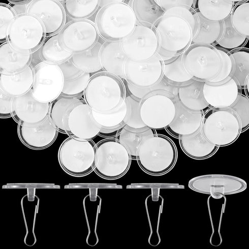 60 Pack Self-Adhesive Ceiling Hooks for Hanging,Damage-Free No-Drill Ceiling Discs, Removable Transparent Wall Hanger for Festival Wedding Birthda...