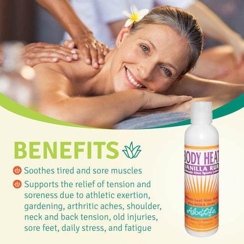 Aloe Life - Body Heat Vanilla Rub, Lubricating, Warming Action, Soothes & Relieves Sore Muscles, Safe For Seniors & Athletes, Helps Reduce Tension...