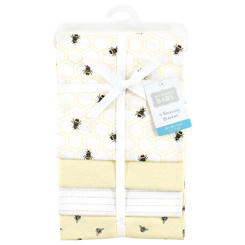 Hudson Baby Unisex Baby Cotton Flannel Receiving Blankets, Honey Bee, One Size...