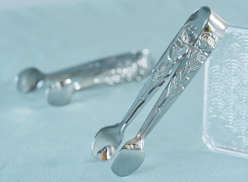 6PCS Mini Serving Tongs 4-Inch Small Rose Sugar Cube Tongs (Silver)...