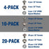 Black Chicago Screws 4, 10 or 20 Pack Kit - 1/8 Inch by QuickClip Pro, Thru-Hole Machine Screw Fasteners with Rubber Washers for Kydex Leather Hol...