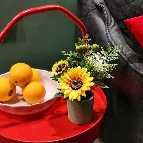 COCOBOO Sunflower Artificial Flowers Pot, Sunflower Decor, Yellow Fake Flower in Pots, for Home Bathroom Kitchen...