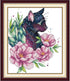 CROSSDECOR Stamped Cross Stitch Kits for Beginners- Full Set of Chocolate Cat in Flower Embroidery for Adults,11 CT 3 Strands DIY Patterns Counted...