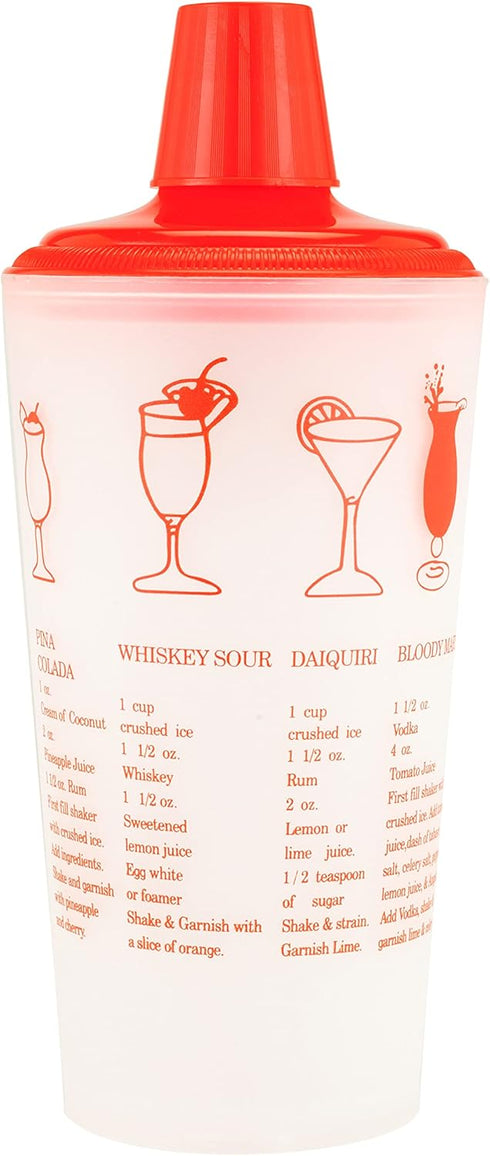 Collins Red Cocktail Recipe Shaker with Cap and Built In Strainer, 30 oz...