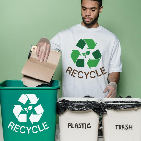 FINGERINSPIRE Recycle Logo Stencil 11.8x11.8 inch Recycle with Text Stencil Reusable Plastic Recycle Sign Stencil with Leaf Pattern DIY Reuse Logo...