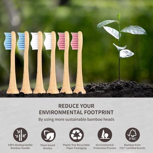Bamboo Electric Toothbrush Heads, Plant-Based Soft Bristles Electric Toothbrush Replacement Heads, Compatible with Philips Sonicare (Mix and Match...