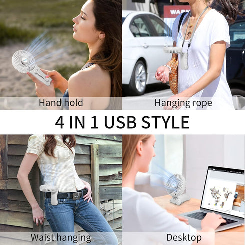 I-SHUANF Waist Clip Fan, Bttery-Powered Portable Necklace Fan, Foldable Handheld Fan, Three Fan Speeds, Suitable for Maintenance, Hiking, Climbing...