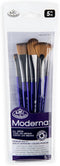 Royal & Langnickel Moderna, 5pc Oval Wash & Blender Brush Set for All Painting Mediums, Includes - Oval Wash, Blender, Fan & Liner Brushes Purple...