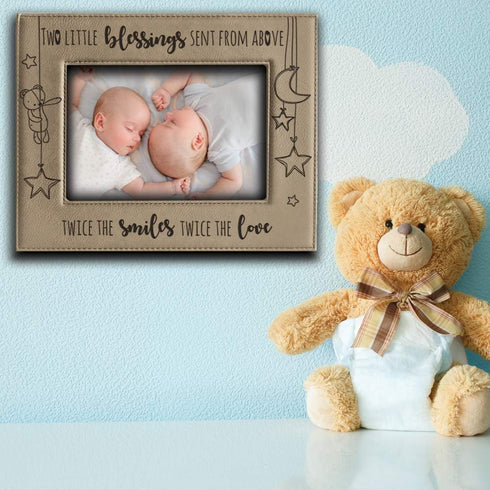 BELLA BUSTA- Twice The Blessings From Above, Twice The Smiles, Twice The Love-TWINS New Baby Gift-Twin Frame Boy Twins Girl Twins-Nursery décor-En...