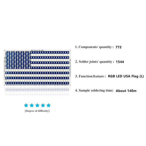 SMD Soldering Practice Kit,Solder Skill Training Learning Project SMT Components DIY American Flag 19X10cm (02DGQ01)...