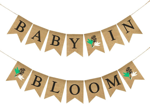 Baby In Bloom Banner, No DIY Baby in Bloom Burlap Banner, Wildfloral Baby in Bloom Banner, Rustic Baby In Bloom Banner for Baby Shower, Welcome Ba...