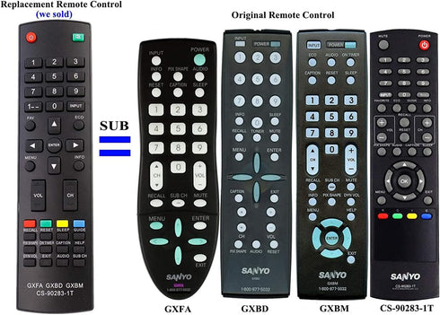 Beyution GXFA GXBD GXBM CS-90283-1T Replacement Remote Control Fit for Sanyo LCD TV DP42D23 DP19648 DP26640 DP26648 DP26649 DP32648 DP32649 DP3764...