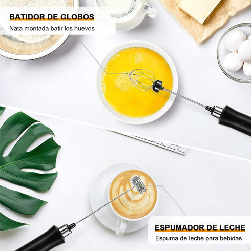 Milk Frother Handheld, Bauihr USB Rechargeable Electric Foam Maker with 3 Heads, 3 Adjustable Speeds Mini Milk Foamer for Latte, Cappuccino, Coffe...