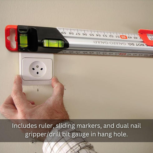Kapro - 313 Measure Mate - Ultimate Home-Improvement Tool - With Level and Ruler - Features Sliding Markers and Knife Guide - Includes Nail Grippe...